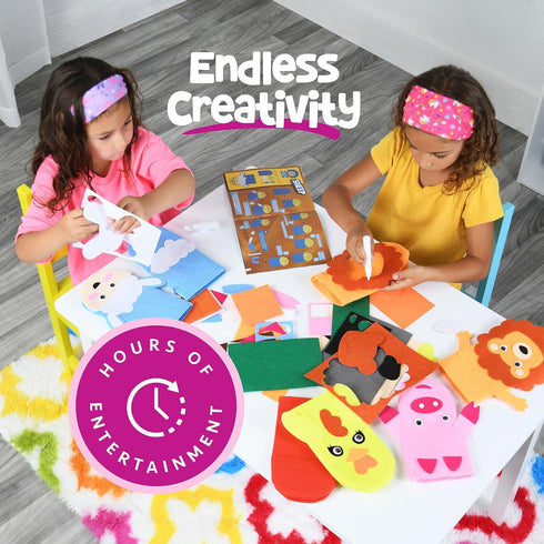 10 Hand Puppet Kit Make Your Own Animal Characters, Felt Pieces, Simple Step-by-Step Instructions, Arts & Crafts