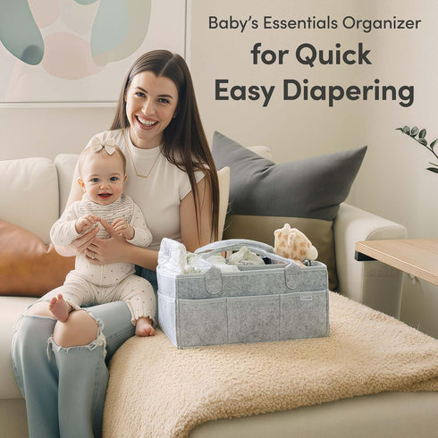 PUTSKA Baby Diaper Caddy Organizer - Nursery Storage Basket for Diaper Station, Baby Basket Shower Gift List