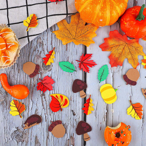 Elcoho 600 Pieces Self-Adhesive Foam Fall Stickers, Thanksgiving Leaf Decals for Autumn Party Decoration