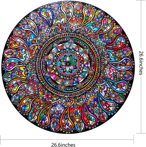 Bgraamiens Puzzle-Mandala Petals-1000 Pieces Round Puzzle Color Challenge Jigsaw Puzzles for Adults and Kids(Mandala Petals)