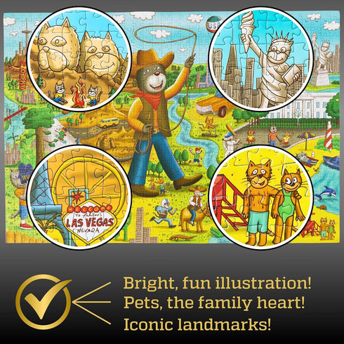 Pawsome America! 1000 Piece Puzzle for Adults, Family and Kids - 20x30 Inch HD Puzzles with Silky Matte Finish