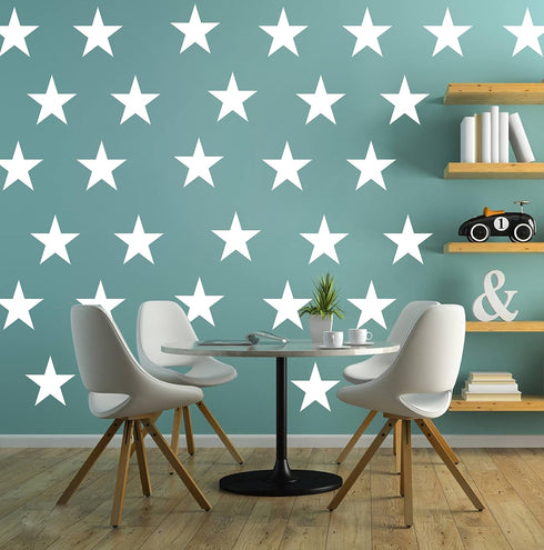 48pcs/Set Large White Stars Vinyl Wall Decor Stickers, DIY White Star Wall Decals for Kids Room