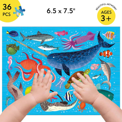 Mudpuppy Ocean Life Puzzle to Go, 36 Pieces, 12 x 9” – Travel-Friendly for Kids Age 3+