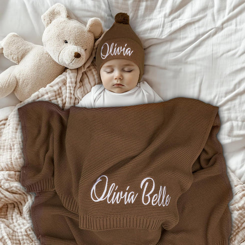 100% Personalized Baby Blanket, GOTS Organic Certified, Customized Swaddle Blanket with Name, Receiving Blankets