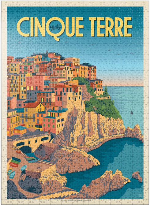 MyPuzzle 1000 Piece Jigsaw Puzzle - Italy: Cinque Terre Vintage Poster