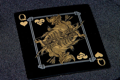 Gent Supply Plastic Waterproof Mythical Creatures II Playing Cards - Black Silver & Gold Edition
