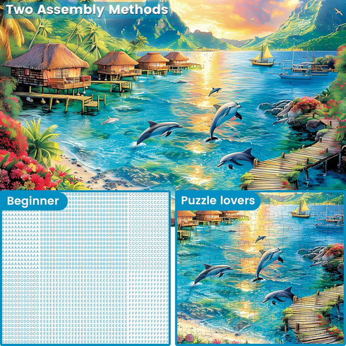 300 Piece Puzzles for Adults, Large Piece Jigsaw Dolphin Puzzles, Recycled Cardboard Paper Games for Kids Adults