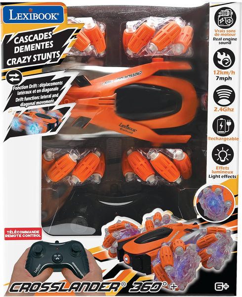 Lexibook - Crosslander Glow-in-The-Dark Radio Control Car, Remote Control, Rechargeable, Electronic Action Game,