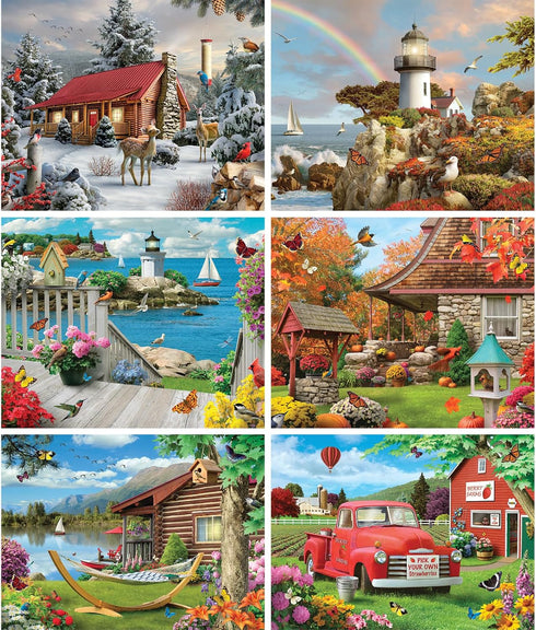 Bits and Pieces 6-in-1 Jigsaw Multi-Pack - 300, 500, and 1000 Piece Puzzles for Adults by Alan Giana