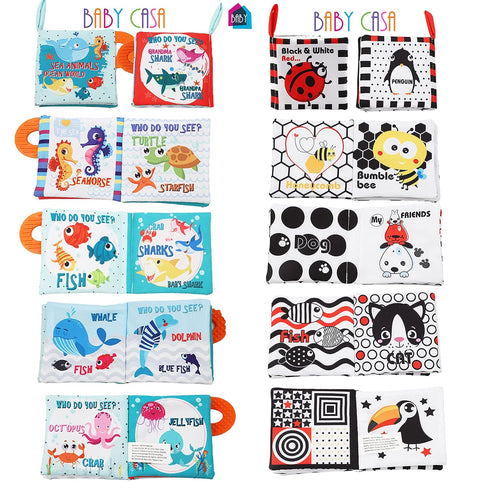 Crinkle Books for Babies 0-6 Months, Soft Cloth Books for Infant Toddler Toys, Christmas Gifts, 2Pcs