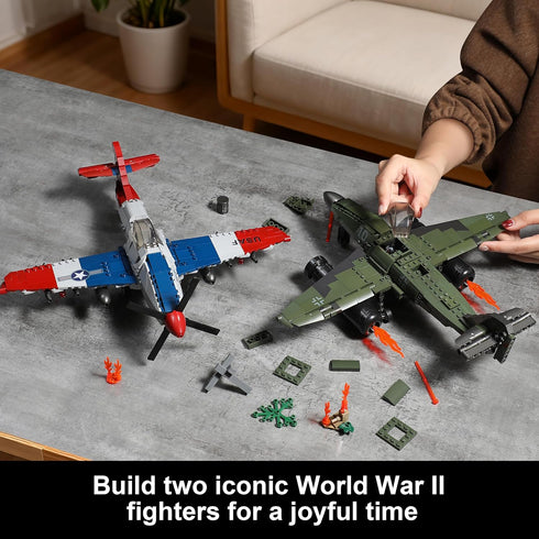 Mr.River WW2 Sets 262 P-51D Military Airplane Toy Building Compatible with Lego, Me Fighter Jet & Plane Army Model Kits