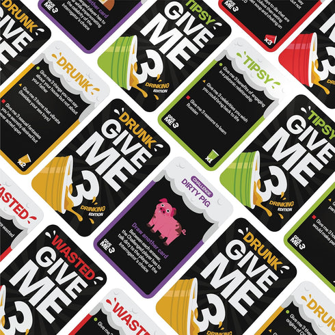 GIVE ME 3 Drinking Game - Fast Paced Hilarious Adult Drinking Games for 2+ Players, 10 Second Rule Card Game