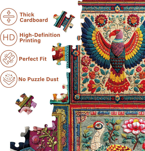 1000 BenBen Puzzles for Adults Pieces, Bird Crochet, Jigsaw Puzzles with Letters or Patterns on Back, Challenging