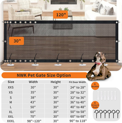 6 (120'' 30'') NWK Magic Dog Gate for Stairs Pet Gate for The House Providing a Safe Enclosure for Pets to Play
