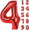 40 Inch Red Big Number 4 Birthday Party Decoration Foil Balloons for Anniversary, Wedding, Girls and Boys Digit 4