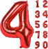 40 Inch Red Big Number 4 Birthday Party Decoration Foil Balloons for Anniversary, Wedding, Girls and Boys Digit 4