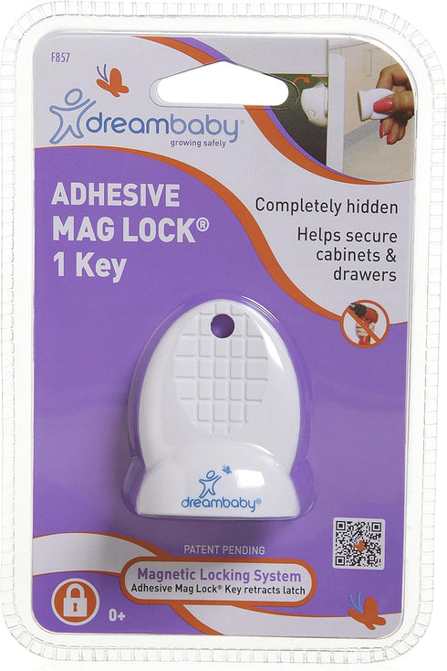 Dreambaby Adhesive Mag Lock Replacement Spare Key (1 Pc) - Suitable Adhesive Magnetic Locks - for Cabinet & Drawers Magnetic Latches - White