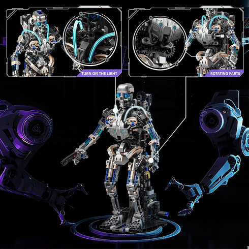 BRICK HAMBURG 692PCS Set3D Mechanical Skeleton Robot Building Block Poseable Model with LED Light, Movable Linkage
