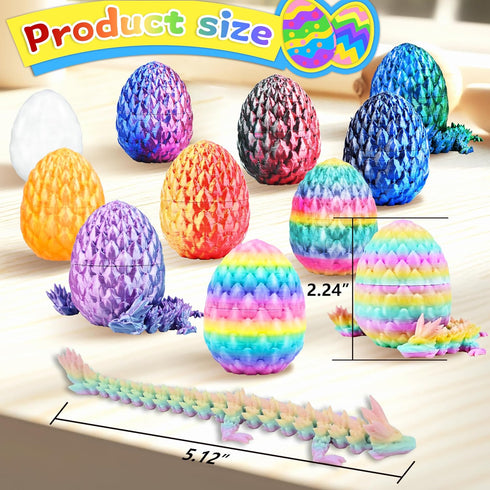 12pcs 3D Impossmaker Printed Dragon Eggs, Prefilled Easter Dragon Egg with Dragon Toy, Easter Basket Stuffer, Goodie