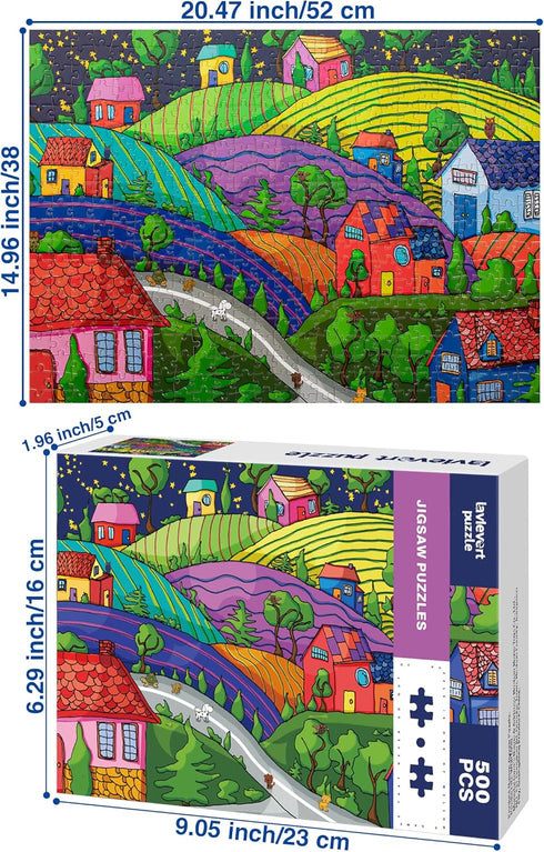 Lavievert Jigsaw Puzzle 500 Piece Puzzle for Adults and Kids - Village Under The Stars