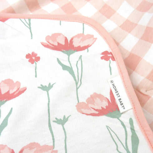 HonestBaby Quilted Baby Blankets - Reversible Organic Cotton for Infant Boys, Girls, Unisex, Strawberry Pink