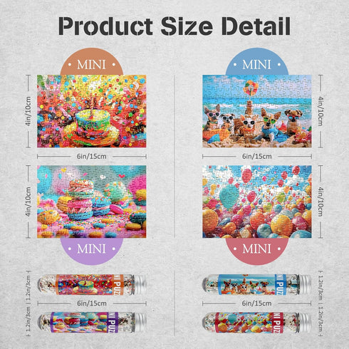 MISITU Small Jigsaw Puzzles for Adults, 150 Pieces Mini Puzzles with Balloons Birthday Themes, 4 Packs Travel Puzzles