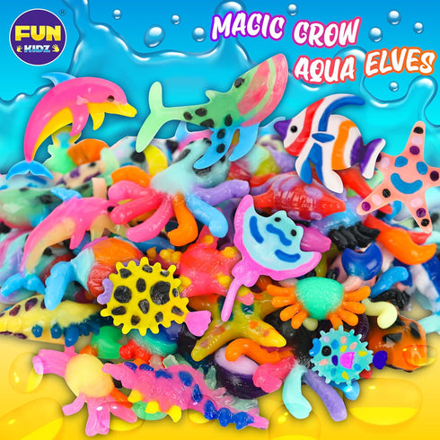 25 16 Summer Ocean Magic Water Elves Toys Kit, FunKidz Aqua Squishy Craft Kit for Kids Bright Ocean Colors Gel Ocan