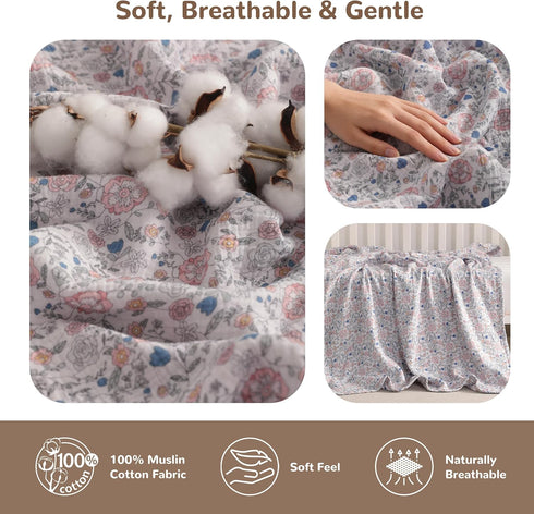 2-Layer, 30x40 NTBAY Muslin Baby Swaddle Blanket, Lightweight Receiving Blanket for Newborns and Infants, Crib Stroller
