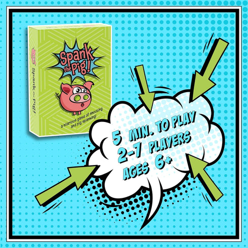 Spank The Pig!, Hilarious & Fun Family Card Game for Kids, Teens & Adults, Funny Fast Paced Games for 2-7 Players