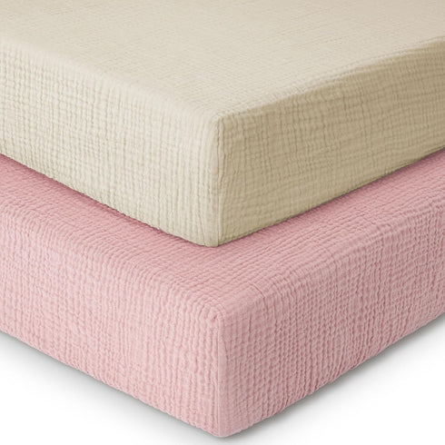 Yoofoss Muslin Crib Sheets for Boys & Girls - 100% Cotton Fitted