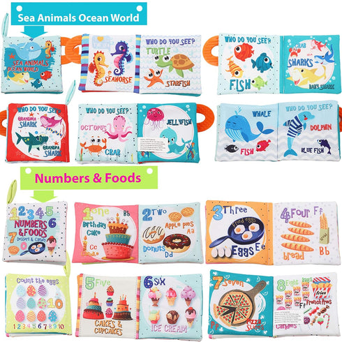 Baby Books Toys Gifts, Touch and Feel Cloth Crinkle Books for Babies, Early Learning Toys, 4 PCS