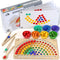 Toddler Wooden Learning Montessori Toys Preschool educational board bead game Baby Rainbow