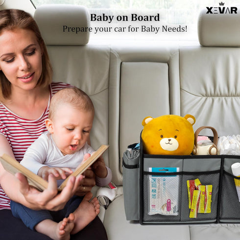 Baby Diaper Caddy Organizer with Changing Mat - Portable Car Caddy for Newborn Essentials, Diapers & Wipes, Perfect