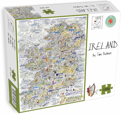 1000 Piece Jigsaw Puzzle - Comical Map of Ireland Artwork by Tim Bulmer - Funny Jigsaw Puzzles for Adults