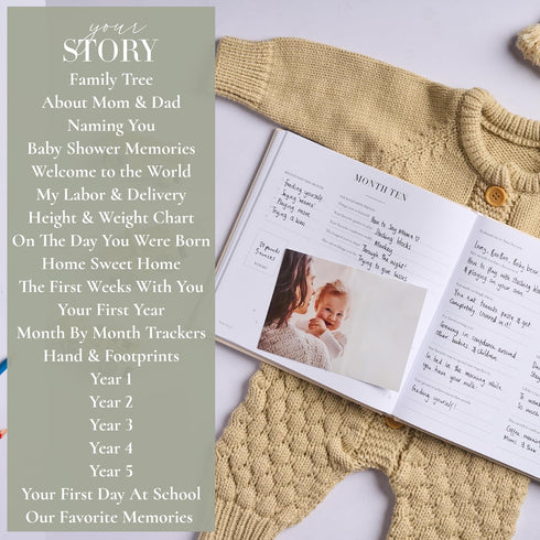 Baby Memory Book - Baby Photo Albums, Scrapbook & Record Book, Journal Gift for Newborn Baby Boy & Girl (Cream Fabric)