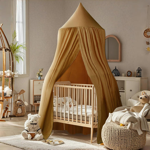 Cotton Kids Bed Canopy, Nursery Room Baby Crib Hanging Curtain Mosquito Net Hideaway Bedding Children Reading Nook