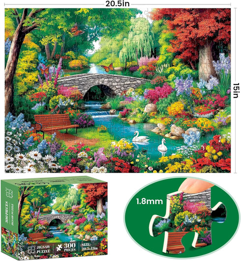 VoYouTwo 300 300 Gifts,20.5x15 Piece Puzzle for Adults,Riverside Animal Puzzle for Kids Teen Adults,Spring Flower