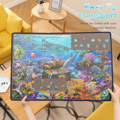 1000 Becko US Jigsaw Puzzle Board Portable Puzzle Mat for Puzzles Storage Saver, Non-Slip Surface, Up to Pieces (Gray)