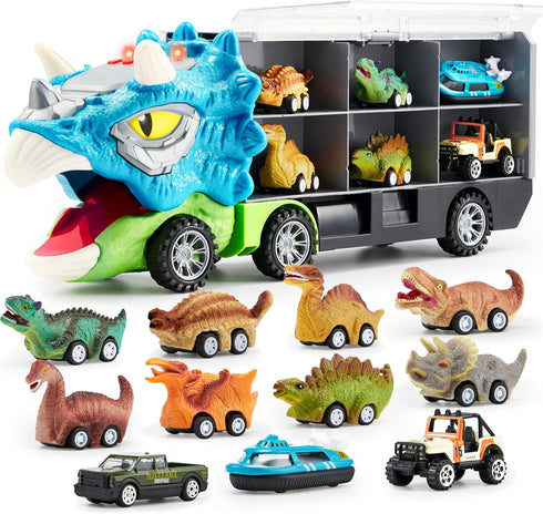 JOYIN 13 in 1 Dinosaur Toys for Kids 3-5, Triceraptor Dinosaur Truck