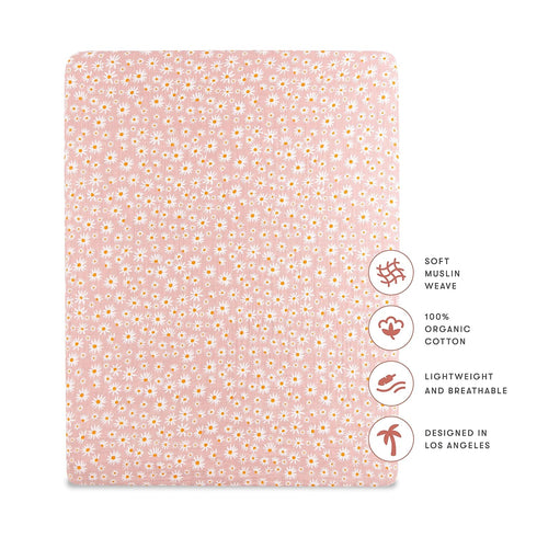 100% 360, Babyletto Organic Cotton All-Stages Midi Crib Sheet, GOTS-Certified, Fitted Ultra-Soft and Breathable Muslin