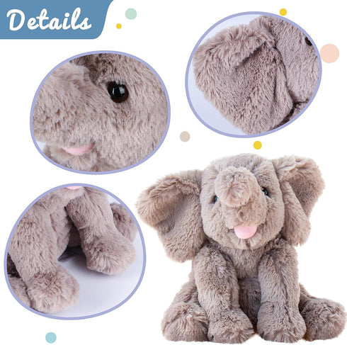 9'' Hopearl Adorable Plush Calf Elephant Toy Floppy Elephish Ultra Soft Stuffed Animal for Boys Girls Kids Toddlers