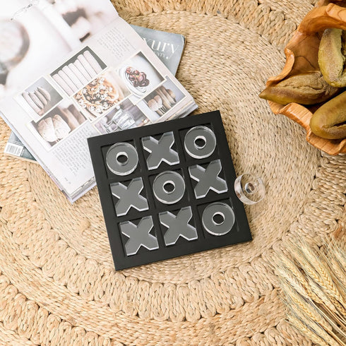 NIKKY HOME Acrylic Tic Tac Toe Wood Board Game Classic Coffee Table Decor Decorative Wooden Travel Game for Family