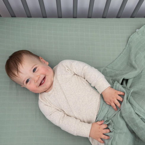 28x52 Organic Muslin Fitted Crib Sheet - Organic Crib Sheet for Standard Crib and Toddler Mattresses, Soft
