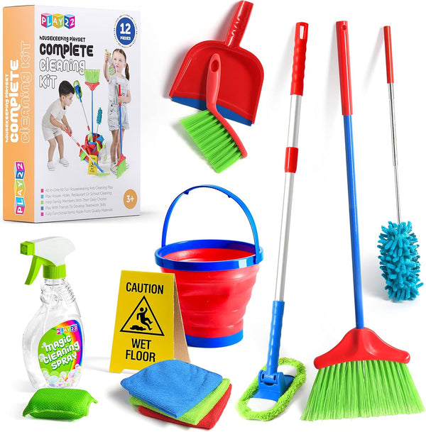 Play22 Kids Cleaning Set 12 Piece - Toy Cleaning Set Includes Broom,