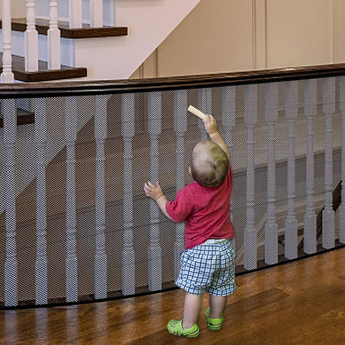 Stairway Net Baby Gate for Stairs - No Drilling Safety Banister Guard Rail Net, 18 ft L x 2.66 ft H for Child, Small