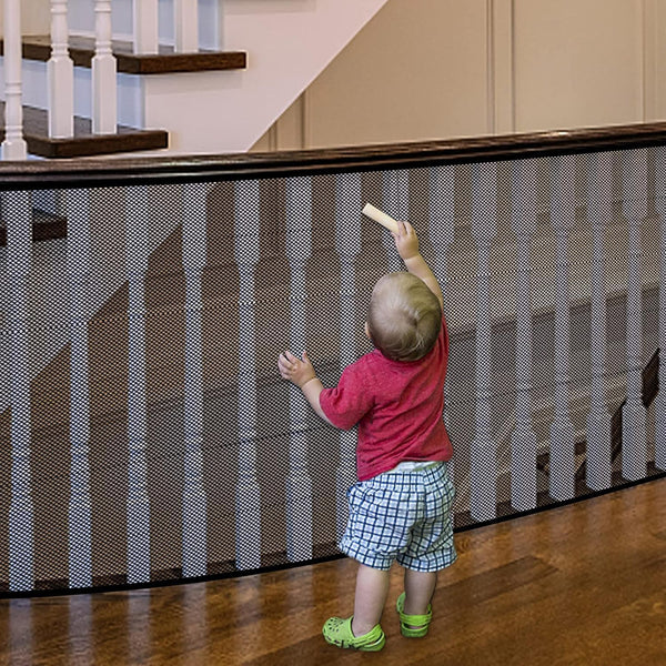 Stairway Net Baby Gate for Stairs - No Drilling Safety Banister Guard Rail Net, 18 ft L x 2.66 ft H for Child, Small