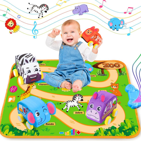 Helsort Baby Car Toys for 1 Year Old Boy with Musical Playmat, Animal