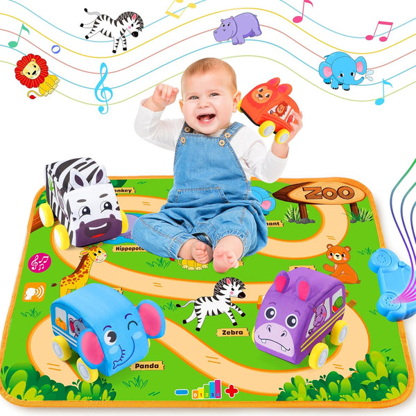 Helsort Baby Car Toys for 1 Year Old Boy with Musical Playmat, Animal