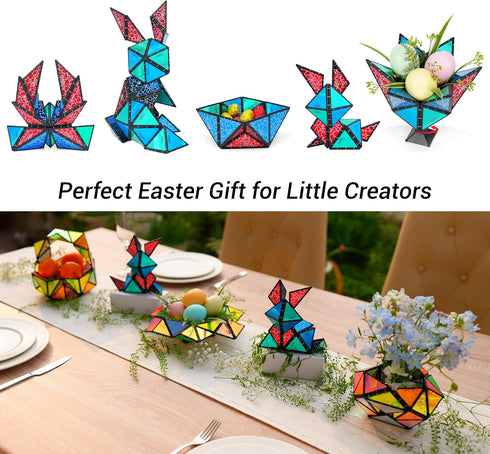 1 1 12 243 TOSY Magnet Pyramid Stone - Cube Transforms into Billion Shapes (Bunny, Egg Basket, Flowers, Heart), Easter