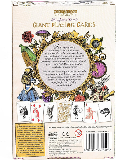 Professor PUZZLE The Queen’s Guard Giant Playing Cards - Alice in Wonderland Jumbo Cards for All Games
